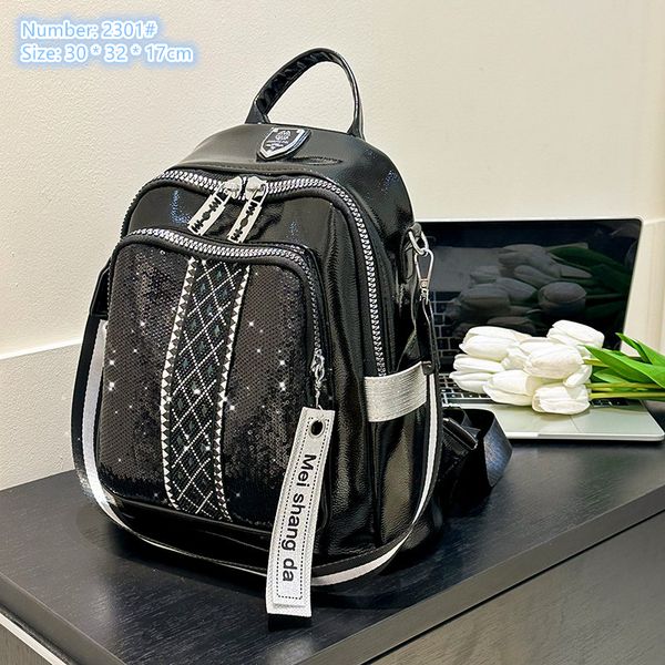 factory wholesale ladies shoulder bag street sequins trend handbag joker black diamond-encrusted backpack sweet zipper decorative fashion ba
factory wholesale ladies shoulder bag street sequins trend handbag joker black diamond-encrusted backpack sweet zipper decorative fashion ba