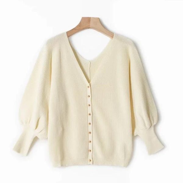 sweaters women vneck lantern sleeve knitted sweater 2022 spring new ladies solid color singlebreasted cardigan femme causal top, White;black
sweaters women vneck lantern sleeve knitted sweater 2022 spring new ladies solid color singlebreasted cardigan femme causal top, White;black