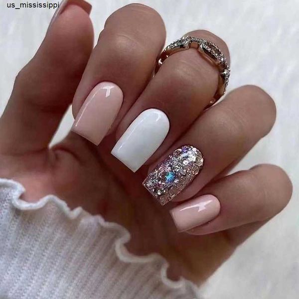 false nails 24pcs super shiny fake nails glitter champagne sequins press on nail tips girl wearable pink and white artificial nail patch j23, Red;gold
false nails 24pcs super shiny fake nails glitter champagne sequins press on nail tips girl wearable pink and white artificial nail patch j23, Red;gold