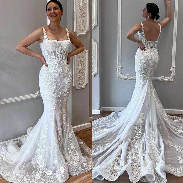 real p mermaid wedding dresses with backless new 3d-flower bridal gown tulle lace brush train robe de vestido customized, White
real p mermaid wedding dresses with backless new 3d-flower bridal gown tulle lace brush train robe de vestido customized, White