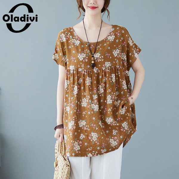 t-shirt oladivi oversized women fashion floral print short sleeve blouses summer 2022 casual loose shirt big tunic robe femme 81312, White
t-shirt oladivi oversized women fashion floral print short sleeve blouses summer 2022 casual loose shirt big tunic robe femme 81312, White