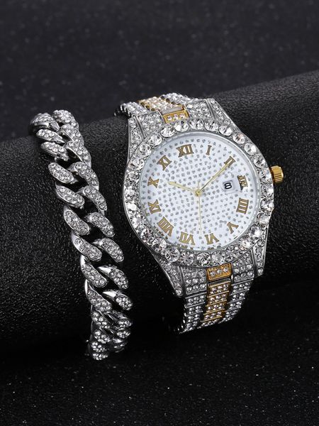 wristwatches punk hip hop watch set diamond-studded bracelet set men's watch set a07582 230419, Slivery;brown
wristwatches punk hip hop watch set diamond-studded bracelet set men's watch set a07582 230419, Slivery;brown