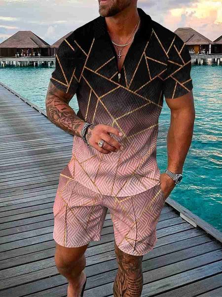 tracksuits summer fashion sportswear geometry 3d printing streetwear short sleeve polo shirt + shorts suit men clothing polo shirts for men, Gray
tracksuits summer fashion sportswear geometry 3d printing streetwear short sleeve polo shirt + shorts suit men clothing polo shirts for men, Gray