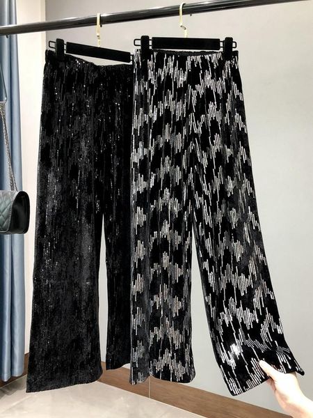 capris spring and autumn sequin embroidered flocking high waist loose wide leg pants mopping the floor versatile drape women's trousers, Black;white
capris spring and autumn sequin embroidered flocking high waist loose wide leg pants mopping the floor versatile drape women's trousers, Black;white
