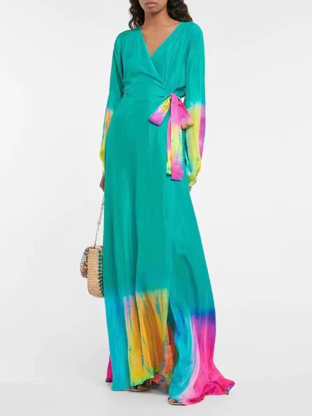 2023 new dress fashion v-neck long sleeve colorful tie dye lace up ruffle edge long dress, Black;gray
2023 new dress fashion v-neck long sleeve colorful tie dye lace up ruffle edge long dress, Black;gray