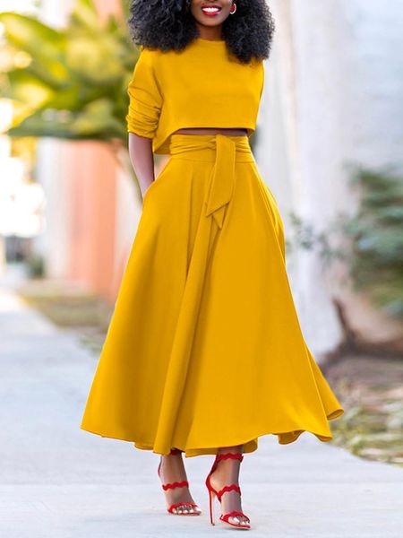 dress fashion women vonda 2022 sets crew neck crop blouse and high waist pleated aline long skirts suits ropa de mujer, White
dress fashion women vonda 2022 sets crew neck crop blouse and high waist pleated aline long skirts suits ropa de mujer, White