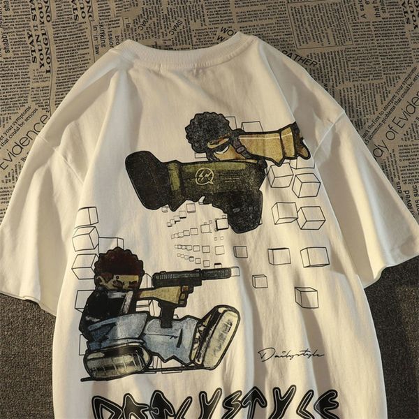 women's tshirt american style retro street cartoon shortsleeved tshirt hiphop ins cotton men and women summer couple 230419, White
women's tshirt american style retro street cartoon shortsleeved tshirt hiphop ins cotton men and women summer couple 230419, White