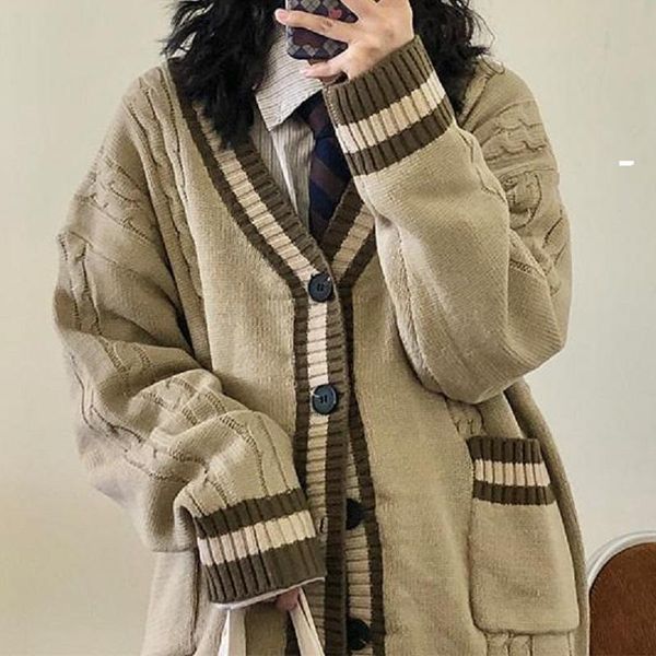 sweaters deeptown korean style sweater knitted cardigan women vintage patchwork oversize jumper women preppy fashion vneck pocket jacket, White;black
sweaters deeptown korean style sweater knitted cardigan women vintage patchwork oversize jumper women preppy fashion vneck pocket jacket, White;black
