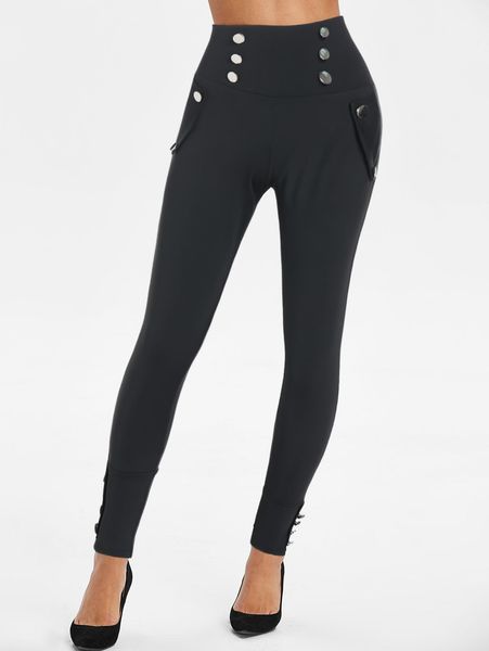 leggings wide waist leggings mock button high rise pure color long skinny leggings, Black
leggings wide waist leggings mock button high rise pure color long skinny leggings, Black