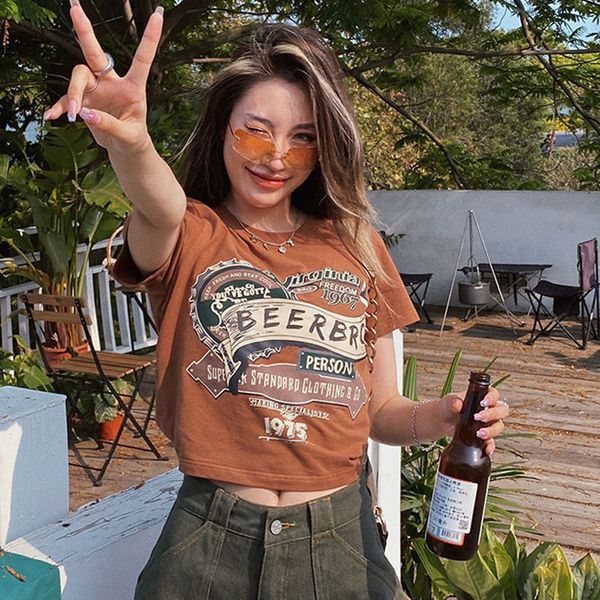 women's tshirt american retro short girl t shirt women sleeved summer careful machine european and brand ins 230419, White
women's tshirt american retro short girl t shirt women sleeved summer careful machine european and brand ins 230419, White