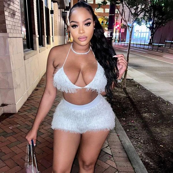 dress 2022 fur stitching corset suspender shorts suit twopiece backless club party style women suit, White
dress 2022 fur stitching corset suspender shorts suit twopiece backless club party style women suit, White