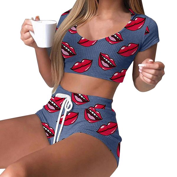set summer lips print female sleepwear suit pajamas 2pcs ants skinng women homewear underwear 230419, Red;black
set summer lips print female sleepwear suit pajamas 2pcs ants skinng women homewear underwear 230419, Red;black