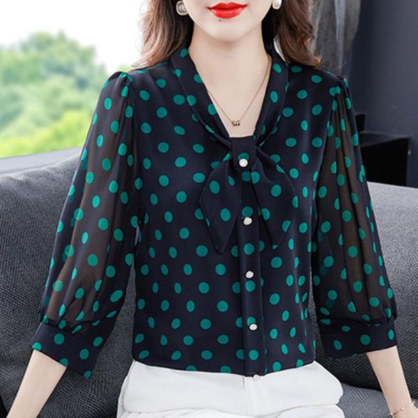 shirts 2022 summer new shirt women's polka dot slim threequarter sleeve shirt casual allmatch belly bow blusas mujer de moda, White
shirts 2022 summer new shirt women's polka dot slim threequarter sleeve shirt casual allmatch belly bow blusas mujer de moda, White