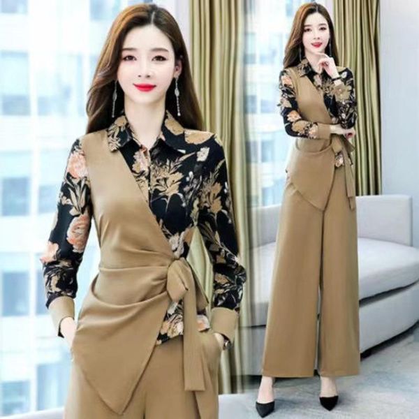 pants women's suit 2022 summer new chiffon wide leg pants outfits socialite hem shirt crop two piece set plus size clothing women, White
pants women's suit 2022 summer new chiffon wide leg pants outfits socialite hem shirt crop two piece set plus size clothing women, White