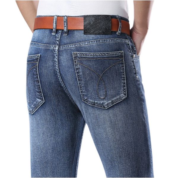 men's jeans spring summer thin denim slim fit european american high-end brand small straight pants xl666-8, Blue
men's jeans spring summer thin denim slim fit european american high-end brand small straight pants xl666-8, Blue