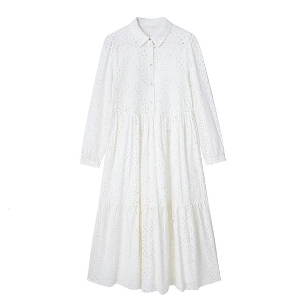 casual dresses summer chic hollow embroidery lapel single breasted stitching pleated long sleeve retro waist midi 230419, Black;gray
casual dresses summer chic hollow embroidery lapel single breasted stitching pleated long sleeve retro waist midi 230419, Black;gray