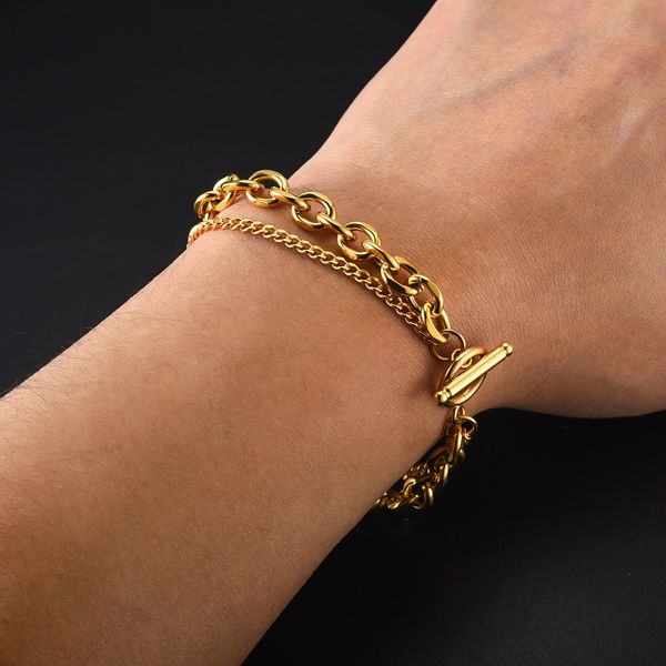 classic men women double chains designer stainless steel bracelets creative ot bracelets jewelry gifts for male female, Black
classic men women double chains designer stainless steel bracelets creative ot bracelets jewelry gifts for male female, Black