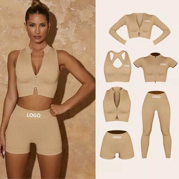 2023 women 6 piece ribbed yoga set zipper natural color activewear suit jogger seamless sportswear fitness workout gym clothing
2023 women 6 piece ribbed yoga set zipper natural color activewear suit jogger seamless sportswear fitness workout gym clothing