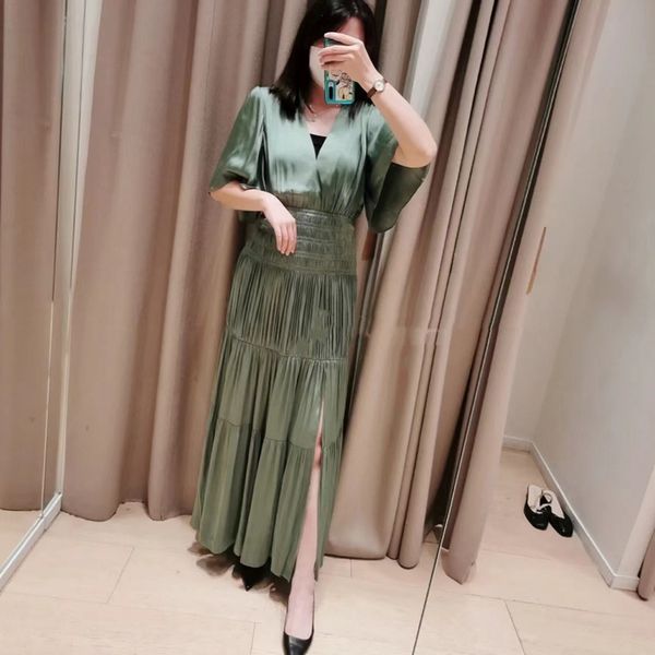 casual dresses maje long dress pleated side slit dress v-neck for women, Black;gray
casual dresses maje long dress pleated side slit dress v-neck for women, Black;gray