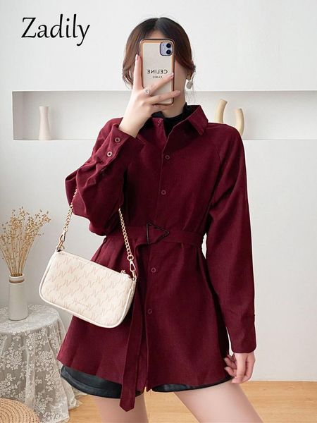 shirts zadily 2022 autumn full sleeve corduroy red long shirt women korean style button up ladies belt tunic blouse female clothing top, White
shirts zadily 2022 autumn full sleeve corduroy red long shirt women korean style button up ladies belt tunic blouse female clothing top, White