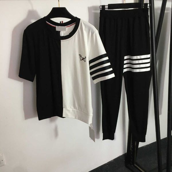 23ss womens designer clothing womens tracksuits round neck pure cotton color matching short sleeved elastic waist casual pants set women clo, Gray
23ss womens designer clothing womens tracksuits round neck pure cotton color matching short sleeved elastic waist casual pants set women clo, Gray