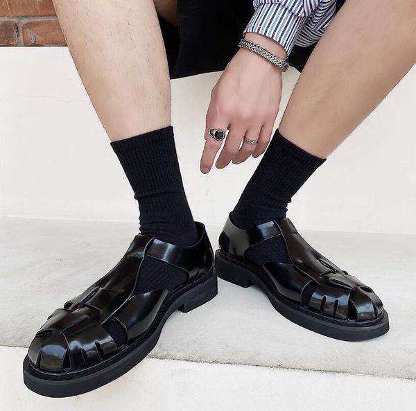 black cover toe summer rome gladiators cut out weave plaid fishermen sandals shoes 
black cover toe summer rome gladiators cut out weave plaid fishermen sandals shoes