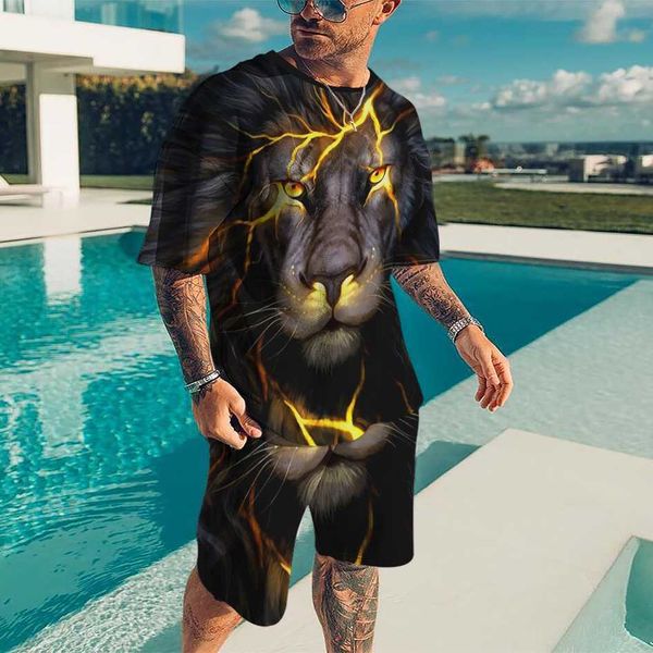 tracksuits summer men's t-shirt men's casual suit tiger t-shirt short sleeve+shorts oversized 3d print 2-piece set, Gray
tracksuits summer men's t-shirt men's casual suit tiger t-shirt short sleeve+shorts oversized 3d print 2-piece set, Gray