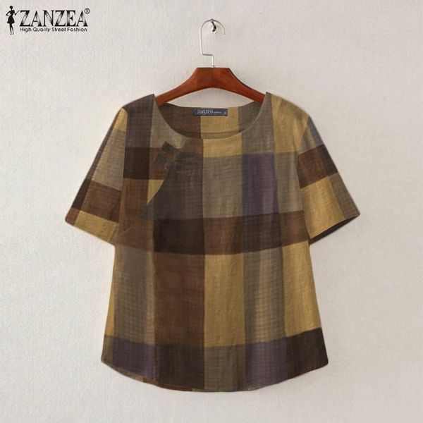 t-shirt zanzea women vintage plaid blouse shirts 2022 summer short sleeve button up oversized casual o neck blusa femininas chemise, White
t-shirt zanzea women vintage plaid blouse shirts 2022 summer short sleeve button up oversized casual o neck blusa femininas chemise, White