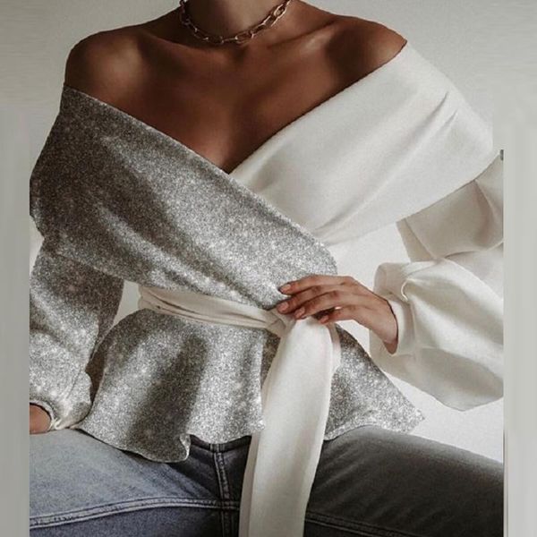 t-shirt fashion ladies elegant tieup belt spring shirts wrap v neck women blusas mujer new lantern sleeve bright silk blouses, White
t-shirt fashion ladies elegant tieup belt spring shirts wrap v neck women blusas mujer new lantern sleeve bright silk blouses, White