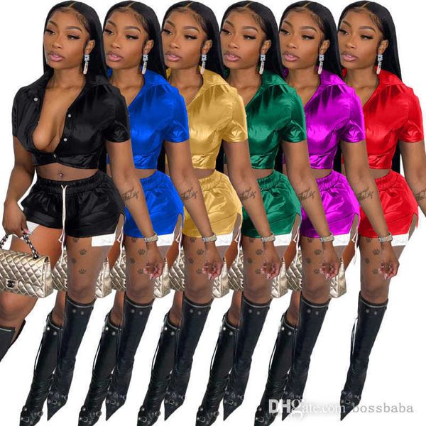 summer womens designer clothing tracksuit deep pocket split pu leather front short back long short pants two piece set with candy colors, White
summer womens designer clothing tracksuit deep pocket split pu leather front short back long short pants two piece set with candy colors, White