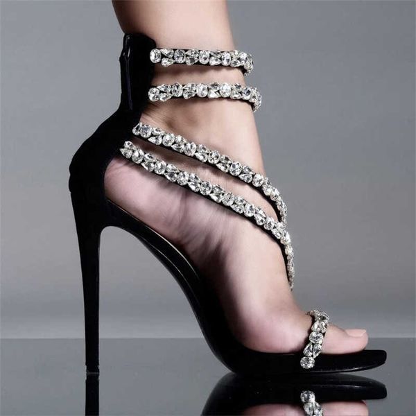 sandals big crystal chain women peep toe super high heel shoes summer slingback ankle strap stiletto party wedding 230406, Black
sandals big crystal chain women peep toe super high heel shoes summer slingback ankle strap stiletto party wedding 230406, Black