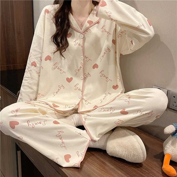 spring and autumn new pajamas women's cardigan long sleeve sweet small style casual cute girl student home suit two piece set
spring and autumn new pajamas women's cardigan long sleeve sweet small style casual cute girl student home suit two piece set