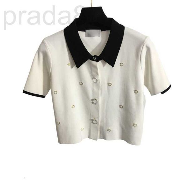 women's t-shirt designer 2022 brand tee knits with crystal letter button girls milan runway crop high end lapel neck short sleeve stre, White
women's t-shirt designer 2022 brand tee knits with crystal letter button girls milan runway crop high end lapel neck short sleeve stre, White