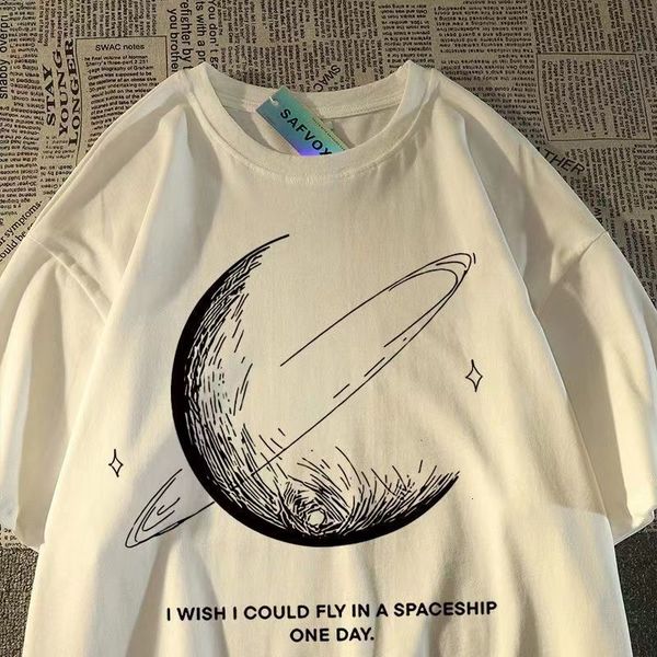 men's tshirts european and american moon pattern printing trend short sleeved t shirt for men women loose design casual couple vintage, White;black
men's tshirts european and american moon pattern printing trend short sleeved t shirt for men women loose design casual couple vintage, White;black