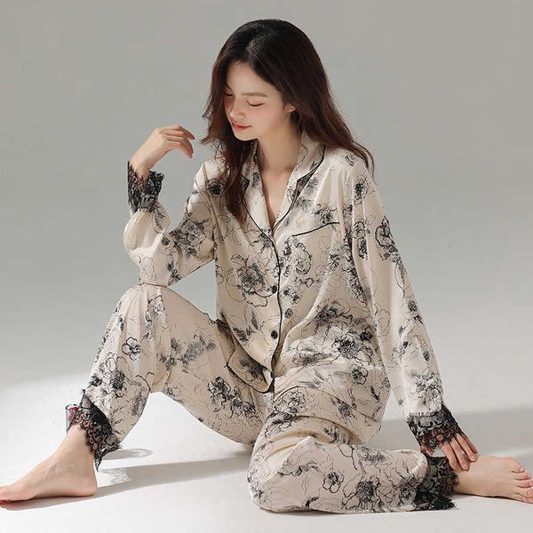pajamas women's spring and autumn ice snow silk long sleeved small breeze sweet summer outwear large homewear set
pajamas women's spring and autumn ice snow silk long sleeved small breeze sweet summer outwear large homewear set