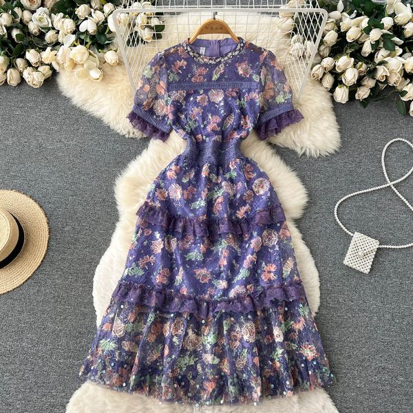 court style dress summer sweet wood ear edge heavy work lace print slim fit mid length dress, Black;gray
court style dress summer sweet wood ear edge heavy work lace print slim fit mid length dress, Black;gray