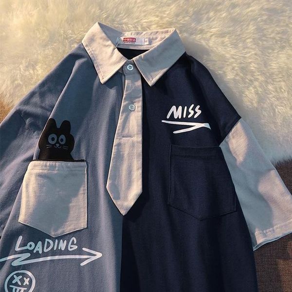 womens tshirt american color blocking polo shirt men and women short sleeved t senior college style loose korean half 230419, White
womens tshirt american color blocking polo shirt men and women short sleeved t senior college style loose korean half 230419, White
