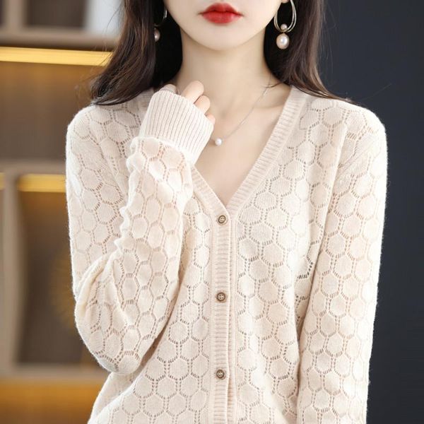 sweaters big vneck pure wool knitted cardigan women's longsleeved spring and summer new hexagonal hollow sunscreen shirt loose coat, White;black
sweaters big vneck pure wool knitted cardigan women's longsleeved spring and summer new hexagonal hollow sunscreen shirt loose coat, White;black