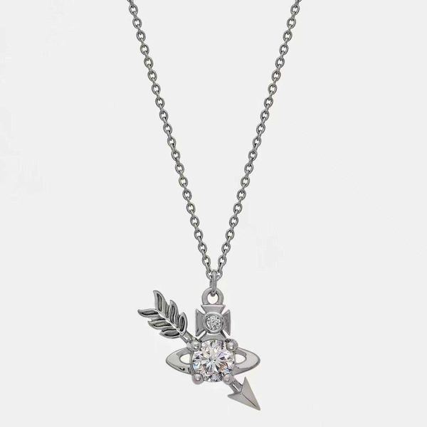 vivienood empress dowager's new arrow saturn necklace in spring and summer, Silver