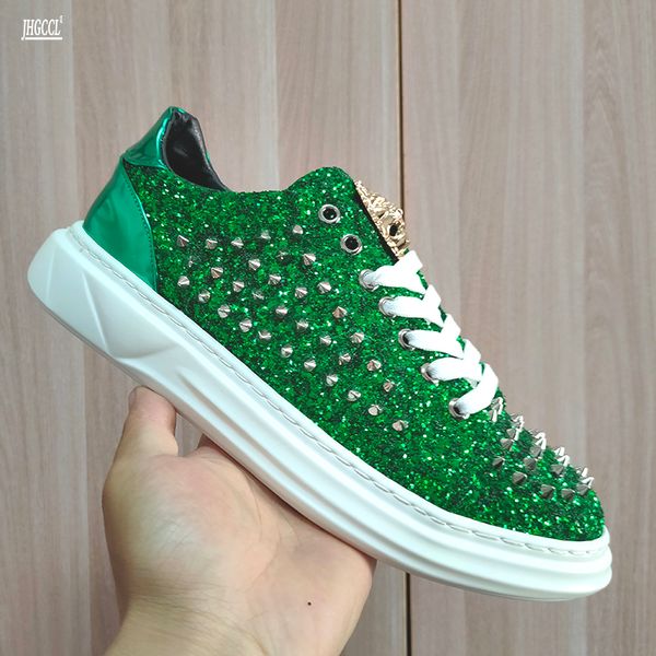new luxury men's fashion casual shoes gold/red glitter leisure slip on rivets loafers man party weeding a7, Black
new luxury men's fashion casual shoes gold/red glitter leisure slip on rivets loafers man party weeding a7, Black