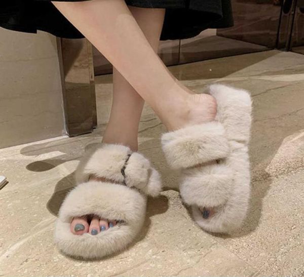 double band buckle fluffy slippers femme rabbits fur wedges heels slides outwear furry high heels pantuflas platform shoes women h8288590, Black
double band buckle fluffy slippers femme rabbits fur wedges heels slides outwear furry high heels pantuflas platform shoes women h8288590, Black