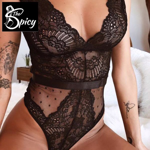 set spicy girl' deep v-neck embroidery lace bodysuit eco-friendly packing 230419, Red;black 
set spicy girl' deep v-neck embroidery lace bodysuit eco-friendly packing 230419, Red;black