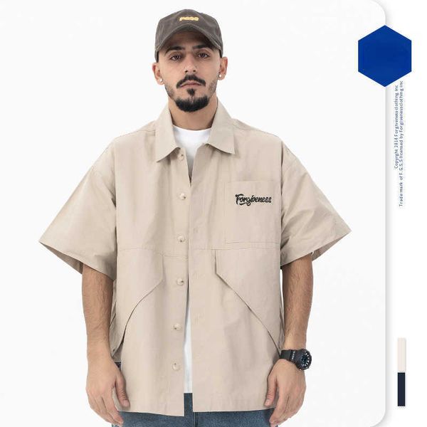 men's shirt 2023 spring and summer new designer european and american style solid color and large pockets decorated short-sleeved lapel, White;black
men's shirt 2023 spring and summer new designer european and american style solid color and large pockets decorated short-sleeved lapel, White;black