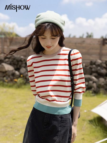 t-shirt mishowcamisetas harajuku coreanas para mujer interiores de tres cuartos a rayas con cuello redondo jersey vintage ropa aj, White
t-shirt mishowcamisetas harajuku coreanas para mujer interiores de tres cuartos a rayas con cuello redondo jersey vintage ropa aj, White