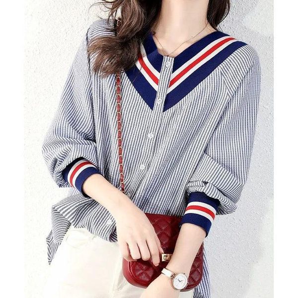 shirts casual fashion patchwork vneck striped blouses women's clothing spring 2022 allmatch 4xl singlebreasted long sleeve shirts, White
shirts casual fashion patchwork vneck striped blouses women's clothing spring 2022 allmatch 4xl singlebreasted long sleeve shirts, White