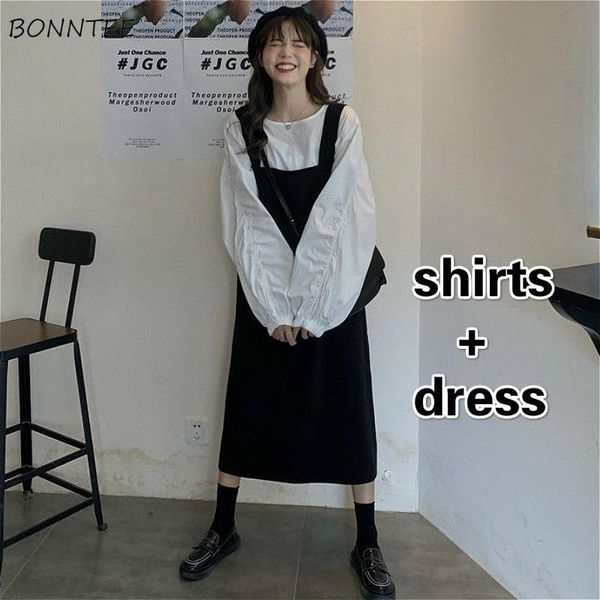 dress two piece sets women simple new chic fall uzzang black vestidos allmatch popular puff sleeve casual preppy girls outfits, White
dress two piece sets women simple new chic fall uzzang black vestidos allmatch popular puff sleeve casual preppy girls outfits, White