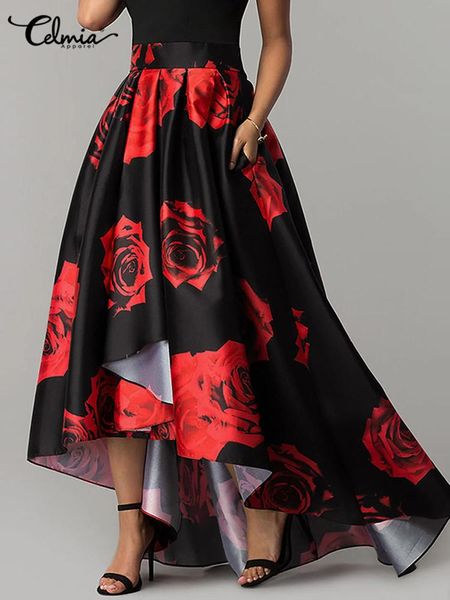 dresses bohemian floral print maxi skirts celmia 2022 fashion swing skirt women high waist asymmetrical jupes casual holiday long faldas, White;black
dresses bohemian floral print maxi skirts celmia 2022 fashion swing skirt women high waist asymmetrical jupes casual holiday long faldas, White;black