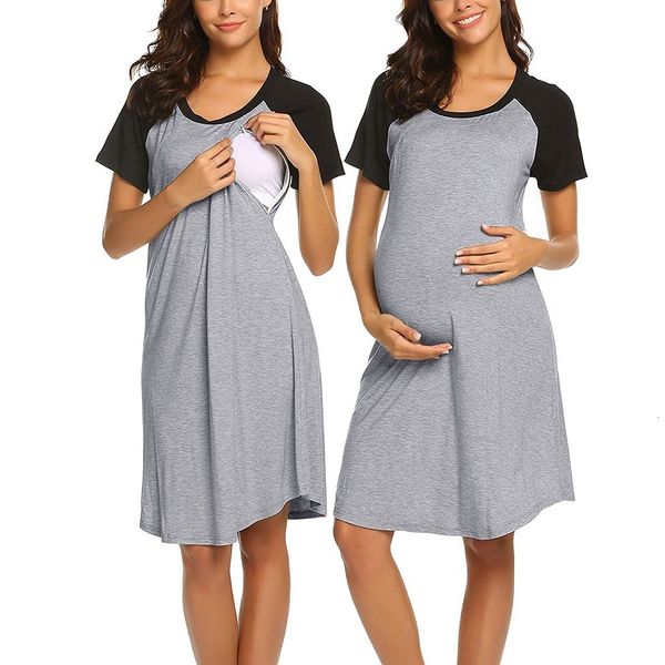 sleep lounge 4# women color stitching maternity dresses round neck short sleeve nursing baby nightgown breastfeeding nightshirt dress robe 2, White
sleep lounge 4# women color stitching maternity dresses round neck short sleeve nursing baby nightgown breastfeeding nightshirt dress robe 2, White