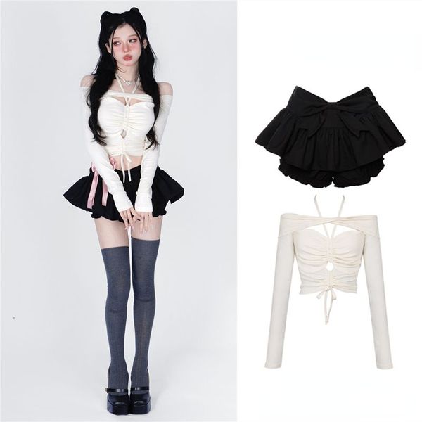 two piece dress 2023 summer off shoulder white crop women's black mini pleated skirt cute 2 outfits for shorts set women shirts 230419
two piece dress 2023 summer off shoulder white crop women's black mini pleated skirt cute 2 outfits for shorts set women shirts 230419