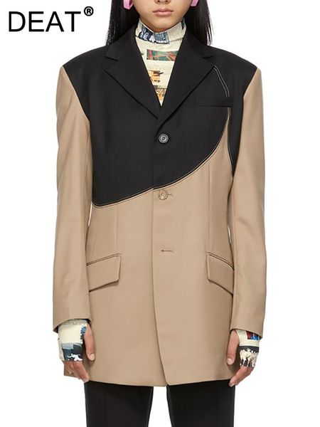 pants deat 2022 autumn women's blazer new fashion laple contrast single breasted color irregular arc medium and long coat tide 7i0863, White
pants deat 2022 autumn women's blazer new fashion laple contrast single breasted color irregular arc medium and long coat tide 7i0863, White